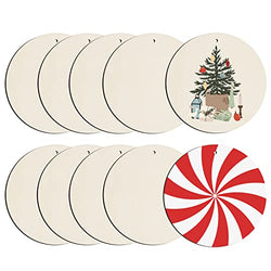 Large Size 7" Wooden Christmas Ornaments to Paint, DIY Blank Unfinished Wood Ornament for Crafts Hanging Decorations (Round)