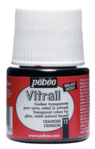 Pebeo Vitrail Stained Glass Effect Glass Paint 45-Milliliter Bottle, Crimson