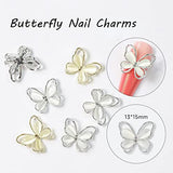 10 Pcs Metal 3D Alloy Butterfly Nail Charms Silver/Gold Diamond Art Gem Shiny Butterflies with Rhinestones DIY Nail Accessories Manicure Decoration for Women Girls Crystals Jewelry Nail Art Supplies