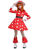 Miccostumes Women's Anime Hero Cosplay Costume Red Mushroom Turtleneck Dress Outfit with Hat (Red, Small)