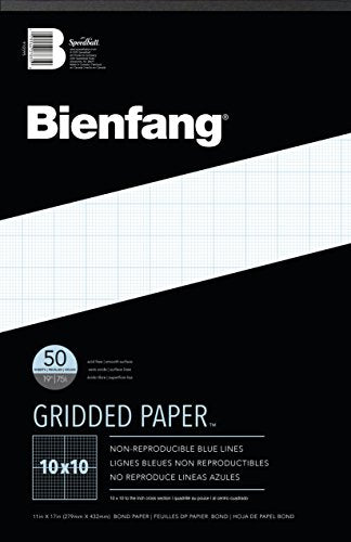 Bienfang Designer Grid Paper, 50 Sheets, 11 by 17 Pad, 10 by 10 Cross Section
