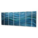 Statements2000 Modern Aqua Blue Water-Inspired Metal Wall Art - Abstract Multi-Panel Contemporary Home & Office Decor- Calm Before The Storm by Jon Allen