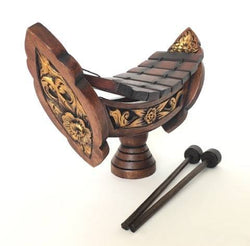 Thai Teak Wood Traditional Wooden Xylophone, 8 bar Notes 11 inch. Thai marimbas, Gold Brown.