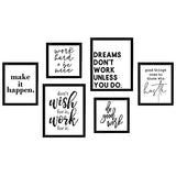 ArtbyHannah 6 Pack Black and White Gallery Wall Kit Picture Frame Sets with Inspirational Motivational Quote & Saying Decorative Art Prints for Living Room Office or Home Decoration,Multi Size:9.5x12,8x9.5,8x8 Inch