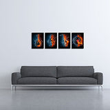 VVOVV Wall Decor - 4 Panel Music Canvas Painting Water and Fire Instrument Series Picture Prints Electric Guitar,Music Note,Saxophone and Turntable Wall Art (Music Wall Art)