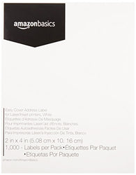 AmazonBasics Easy Cover Address Labels for laser/Inkjet Printers, White, 2'' x 4'', 1,000 Labels