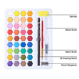 OOKU 36 Professional Gouache Watercolor Kit with Water Brush Pen, Pencils, Pouch | Watercolor Set with Metal Box | Painting Supplies with Palette | Perfect for Artists Students Kids & Adults - Pink