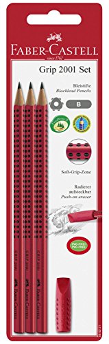 Faber Castell 580221"Grip 2001" Pencil-Set - Red (Pack of 4)