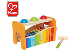 Hape Pound & Tap Bench with Slide Out Xylophone - Award Winning Durable Wooden Musical Pounding Toy for Toddlers, Multifunctional and Bright Colours