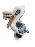 DRH Ocean’s Perch Pelican on Wood Piling Garden Bird Decor - 30“ Coastal Decor - Pelicans Bird Statue - Beach Decor Fisherman’s Rope on 3 Wooden Stumps - Nautical Decoration for Any Home Office