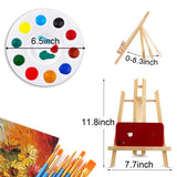 AROIC 120 PCS Painting Supplies Set with Easels, 10 PCS Wood Easels, 10 Packs of 100 Brushes with Nylon Brush Head and 10 PCS Palettes, Tabletop Wooden Art Easel for Kids & Adults Sip and Paint Party
