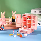 Dollhouse Refrigerator Mini Fridge Toy with Mini Food Set Dollhouse Kitchen Furniture Food Toys Dollhouse Miniatures Kitchen Decorations Bottles Fruits Desserts for Children (Lovely Style, 17 Pieces)