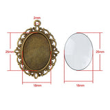 eBoot 25 Pieces Assorted Colors Pendant Trays Oval Bezels and 25 Pieces Glass Dome Tiles, Totally