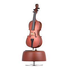 ammoon Classical Wind Up Cello Music Box with Rotating Musical Base Instrument Miniature Replica