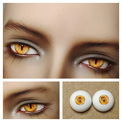 SFPY BJD Dolls Eyes 3D Fashion Eyeballs Doll Accessories 12/14/16/18mm Mini Resin Dolls Cartoon Colorful Simulation Eyes 2 Pcs,Orange,12mm