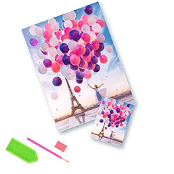 DIY 5D Diamond Painting Balloon Girl by Number Kits, Beautiful Balloon Girl Round Full Drill Diamond Art Kits for Adults, Balloon Girl Diamond Painting Kits for Home Wall Art Decor (15.75*11.81in)