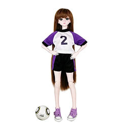 EVA BJD 1/3 SD Dolls Soccer Power Couple Ball Jointed Dolls Toy Clothes + Doll + Accesssories Full Set (Girl)