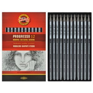 Koh-i-noor Progresso - 12 Woodless Graphite Pencils. 2B. 8911