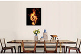 Music Notes Canvas Print Wall Art Painting for Home Abstract Decor Fire Element Music Notes Paintings Modern Stretched Framed Artwork