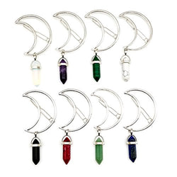 UBOOMS 8 Pcs Women Alloy Moon Hair Clip Natural Stone Pendant Charms Clamp Hairpin Barrettes