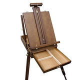 US Art Supply Walnut Coronado French Style Easel & Sketchbox with 12" Drawer, Wooden Pallete &