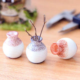 BARMI 3Pcs 1/12 Scale Dollhouse Vase|Miniature Scenery Accessory Resin Vases Succulents Ornaments for Micro Landscape Perfect DIY Dollhouse Toy Gift Set A