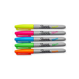 Sharpie 1860443 Neon Permanent Markers, Fine Point, Assorted Colors, 5 Count