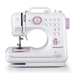 DONYER POWER Electric Sewing Machine Portable Mini with 12 Built-in Stitches, 2 Speeds Double Thread, Embroidery,Foot Pedal