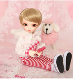 GHDE& 25 cm 9.8 Inch 1/6 SD Doll Resin Doll Joint Doll Full Set of Doll Makeup Clothes+Trousers+Wig+Shoes+Socks Shoes Girl Surprise Gift Bisou,Pink Skin