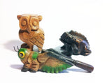 Wooden Percussion 3 Piece Set Frog, Cricket and Owl, 3 Inches