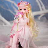 YolvRy 1/6 BJD Dolls,Hanfu Dolls Full Set, 28 Ball Jointed Doll DIY Toys with Clothes Shoes Wig Makeup, Best Gift Dolls for Girls Doll Lovers (Cherry)