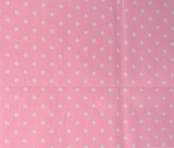 Small Polka Dot Poly Cotton White Dots on Pink 58 Inch Fabric By the Yard (F.E.®)