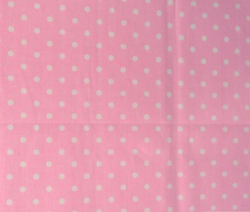 Small Polka Dot Poly Cotton White Dots on Pink 58 Inch Fabric By the Yard (F.E.®)