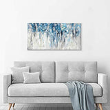 Modern Abstract Wall Art Canvas：Blue and Gray Artwork Painting for Living Room ( 40” x 20” x 1 Panel )