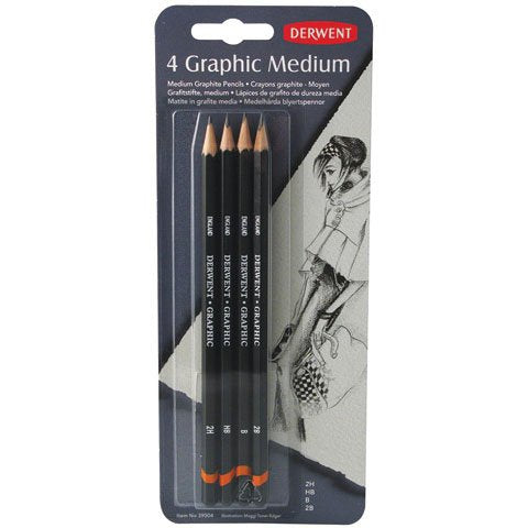 Derwent Graphic Pencils, Medium, Pack, 4 Count (39004)