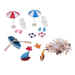 KODORIA Beach Style Miniature Ornament Kits for DIY Fairy Garden Dollhouse Decoration