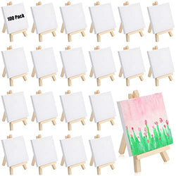 STARVAST Mini Canvas Panels 4 x 4 Pack of 24, Cotton Stretched Canvas for Paintings Craft Small Acrylics Oil Projects