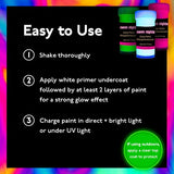 Premium Glow in the Dark Acrylic Paint Set by neon nights – Set of 8 Professional Grade Neon Craft Paints – Long-Lasting Self-Luminous Paint Handcrafted in Germany – 8 x 20 ml / 0.7 fl oz 