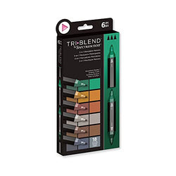 Crafter's Companion Spectrum Noir TriBlend Alcohol 3 blend Marker Pens-Woodland Shades-Pack of 6