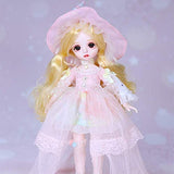 YNSW BJD Doll, Dorothy in Pink Lace Cake Dress 1/6 12 Inch 30CM SD Doll Fashion Doll Full Set 28 Jointed Doll Toy Action Figure + Makeup + Accessory