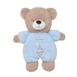 Little Me Plush Bear Rattle with Welcome to The World Embroidery (Blue, 9 inch)
