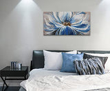 Flower Canvas Wall Art for Living Room Large White Blue Flower Picture Giclee Print Painting Wall Decor Framed Artwork Ready to Hang for Home Bedroom Wall Decoration Size 20x40