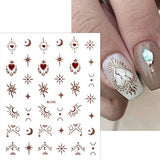 10 Sheets Sun Moon Star Nail Art Stickers Self-Adhesive Nail Supplies 3D Holographic Star Moon Nail Decals Gold Silver Design Nail Decorations Designer Nail Stickers for Women DIY Manicure Charms