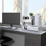 YGYQZ Small Bookshelf for Desktop Storage, Mini Cute Office Desk Shelves White Versatility Organizers for Women, Kids