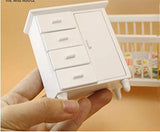 White Wooden Nursery Bedroom (5pcs) 1:12 Scale Dollhouse Furniture ,Non-Toxic Paint