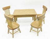 Zungtin 5pcs Wood Dining Table Chair Model Set 1:12 Dollhouse Miniature Furniture