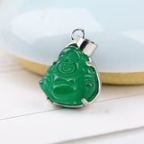 925 silver green agate chalcedony necklace pendant jade Guanyin Buddha Maitreya Buddha necklace