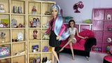 Eledoll Dollhouse Furniture Wood 2x5 Grid Shelf Doll Furniture for Collectible Miniatures 1:6 Scale 11.5 inch Fashion Doll Wardrobe DIY Dollhouse 13 inch Tall 2-Pack Set 2x5 Grid