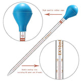 10ML Glass Graduated Droppers Pipettes Dropping Pipettes Fluid and Liquid Pipettors with Big Rubber Caps 4 Pcs