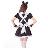 KINOMOTO Women's Cute Cat Cosplay Maid Costume Lolita Fancy Dress with Apron Black-White